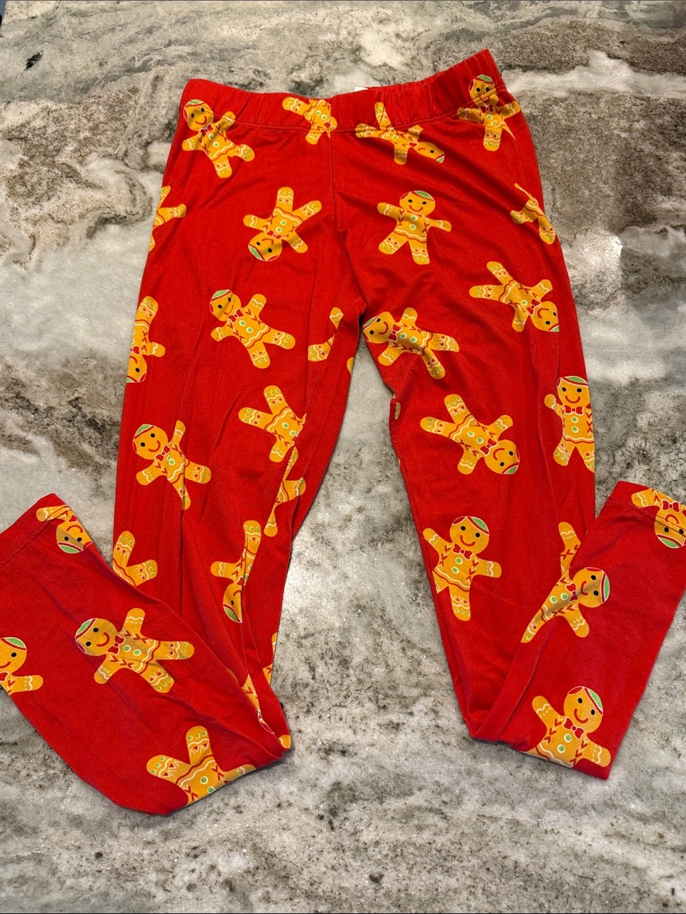 Gingerbread Print Red Holiday Leggings